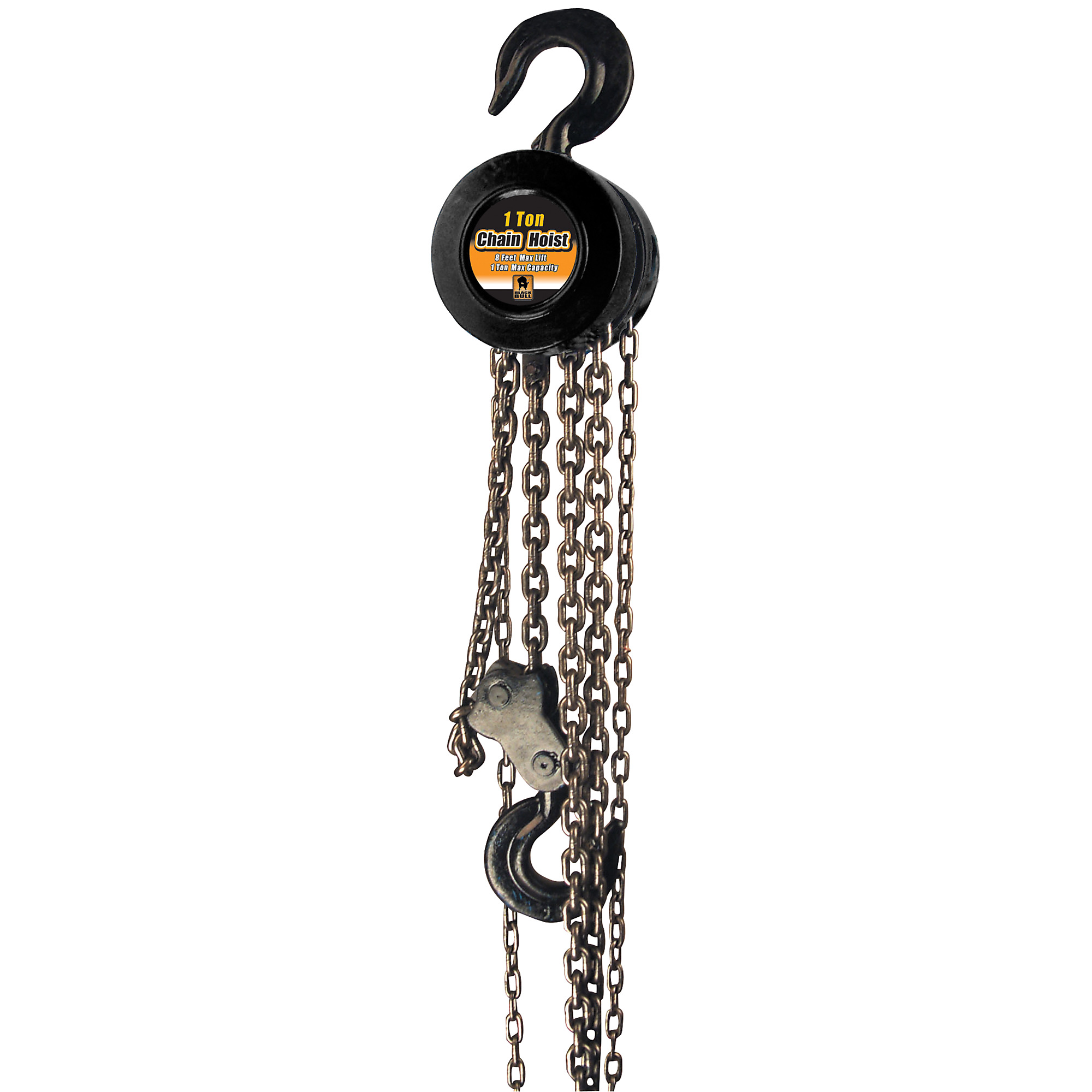 Black Bull Heavy-Duty Chain Hoist — 1 Ton, 8ft. Lift Capacity, 7ft. Chain Length, Model# CHOI1